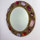 Italian mid-century mirror by Creaciones Gobesso, red & purple Murano rock crystals, 1960s