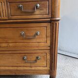 18th-century antique chest of drawers from the Louis XVI period in blonde walnut.