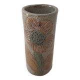 Ceramic cylinder vase signed Jean Claude Monange