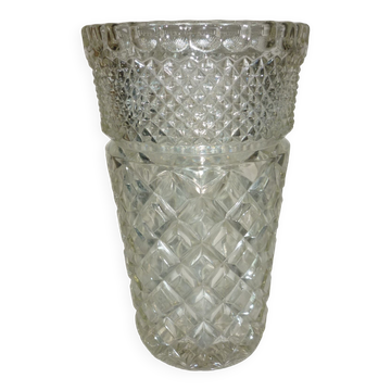 Vase en verre moulé pressé vintage