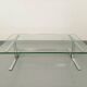Vintage coffee table in transparent glass and cast aluminum from the 70s