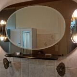 Vintage bathroom mirror with hooks