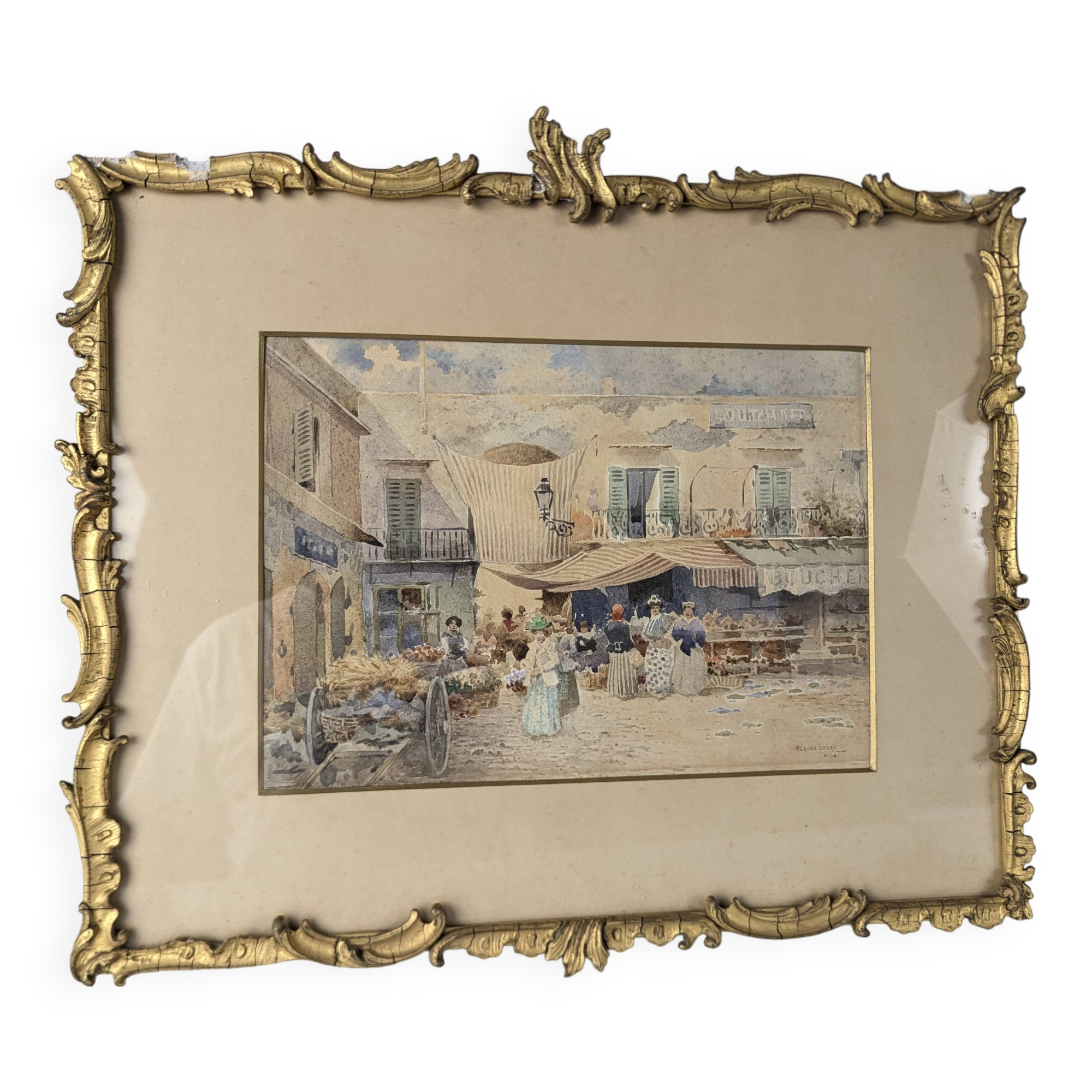 Watercolor of the Nice Market by Claude Spero, 1890s