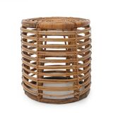 Cylindrical pouf in curved rattan by Castano, 1960s