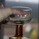 Vintage 70s glasses with amber block feet