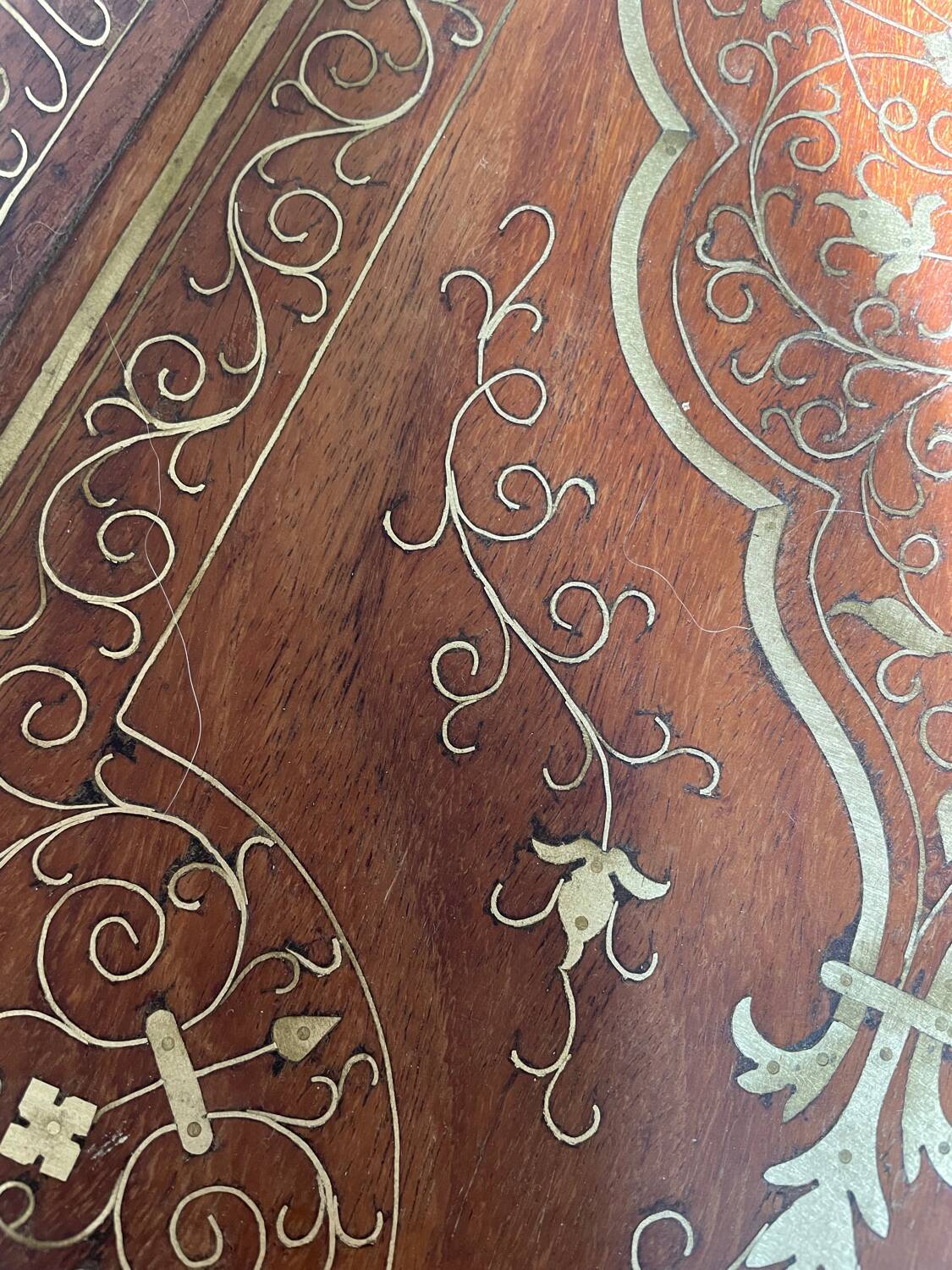 19th century wooden and brass tray