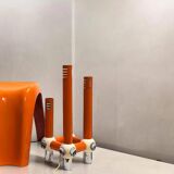 Lampe space age en métal chromé et orange, Italie 1970