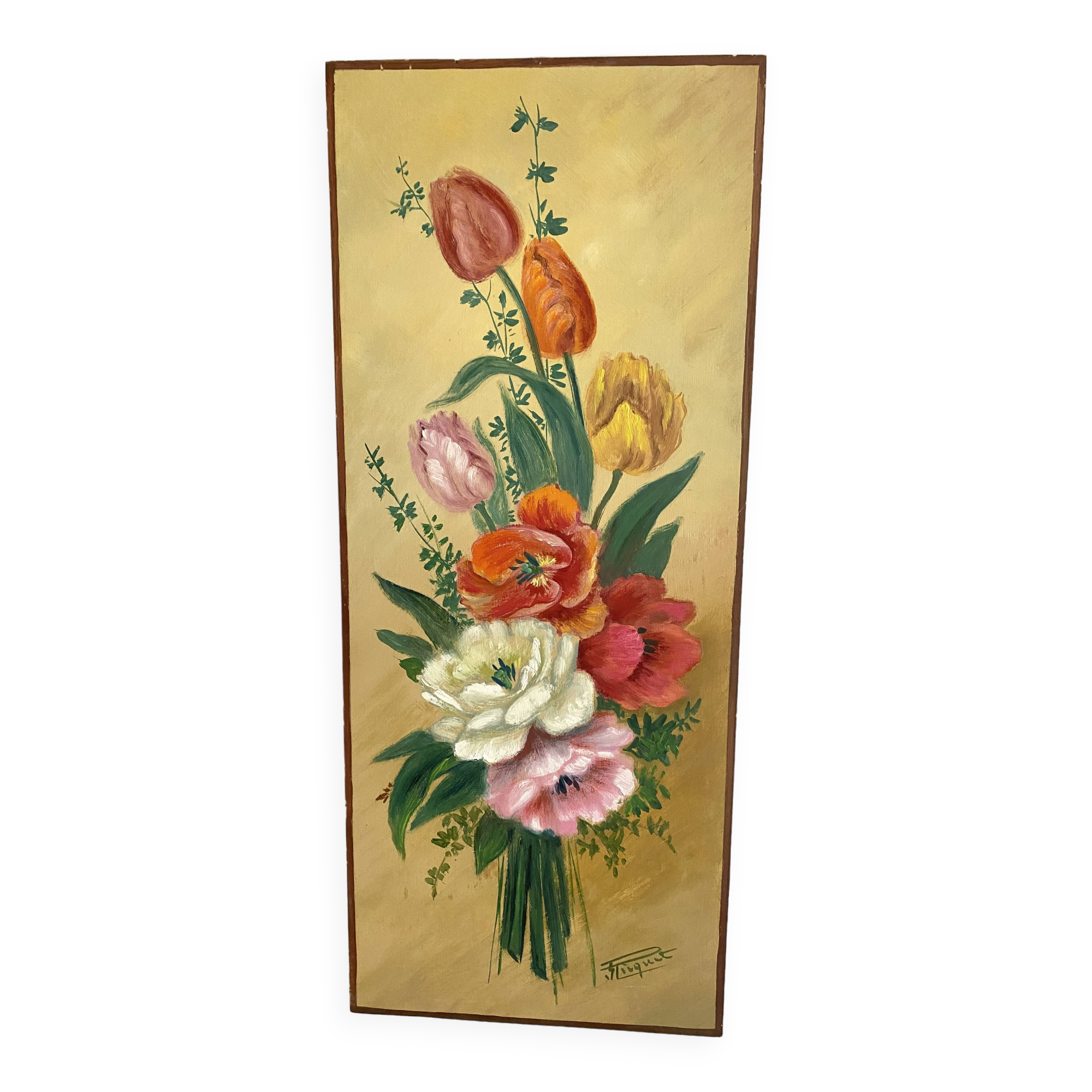 Peinture bouquet de fleurs 25X60cm
