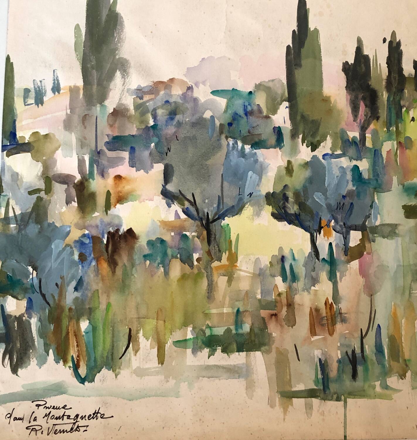 Gouache on paper by Raymond Vernet