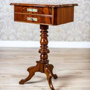 Table de couture antique Louis Philippe avec plateau marqueté, 1860