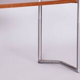 Restored Bauhaus Side Table, Hynek Gottwald, Walnut, Chrome, Czechia, 1930s