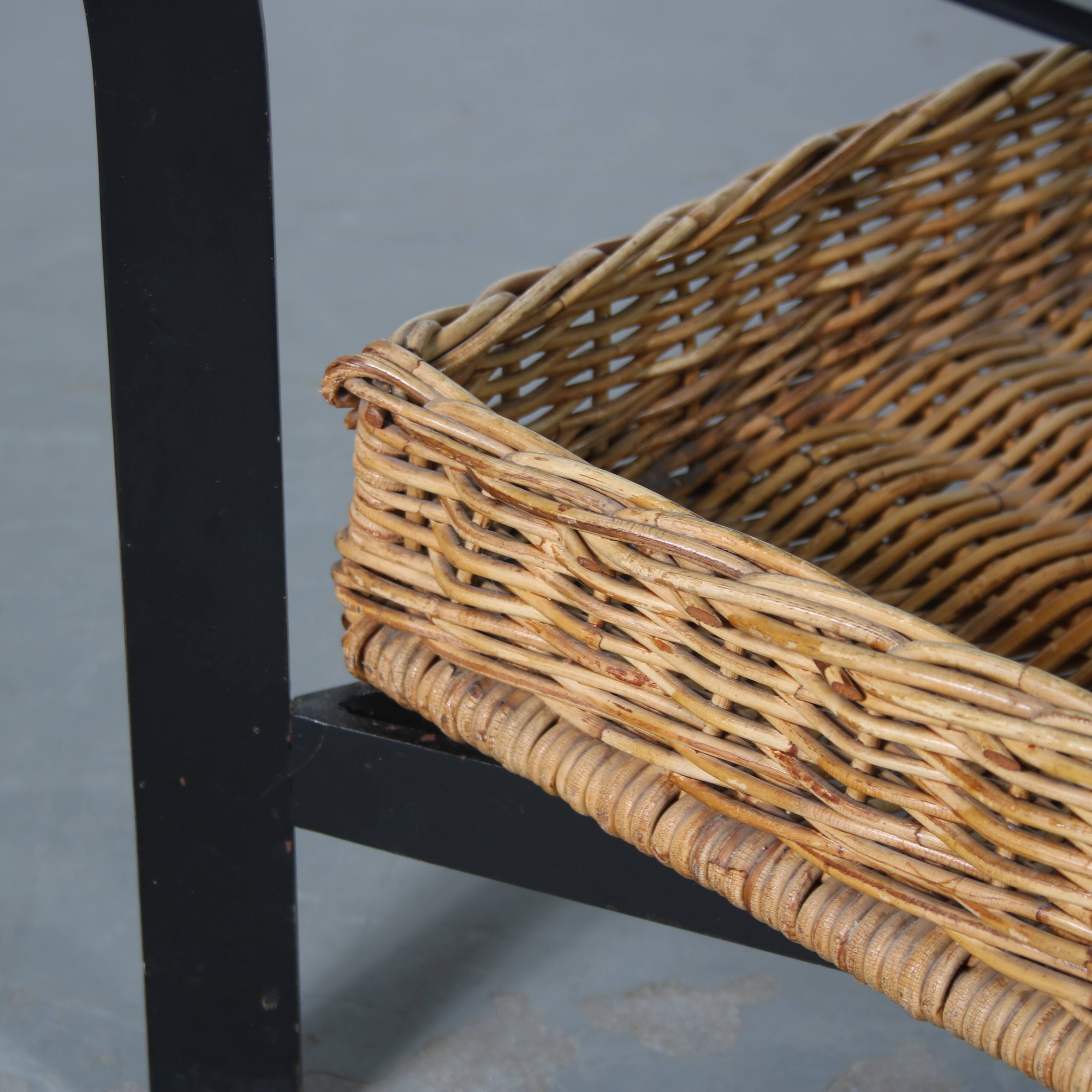 1960s Coffee table with wicker and smoked glass, Netherlands