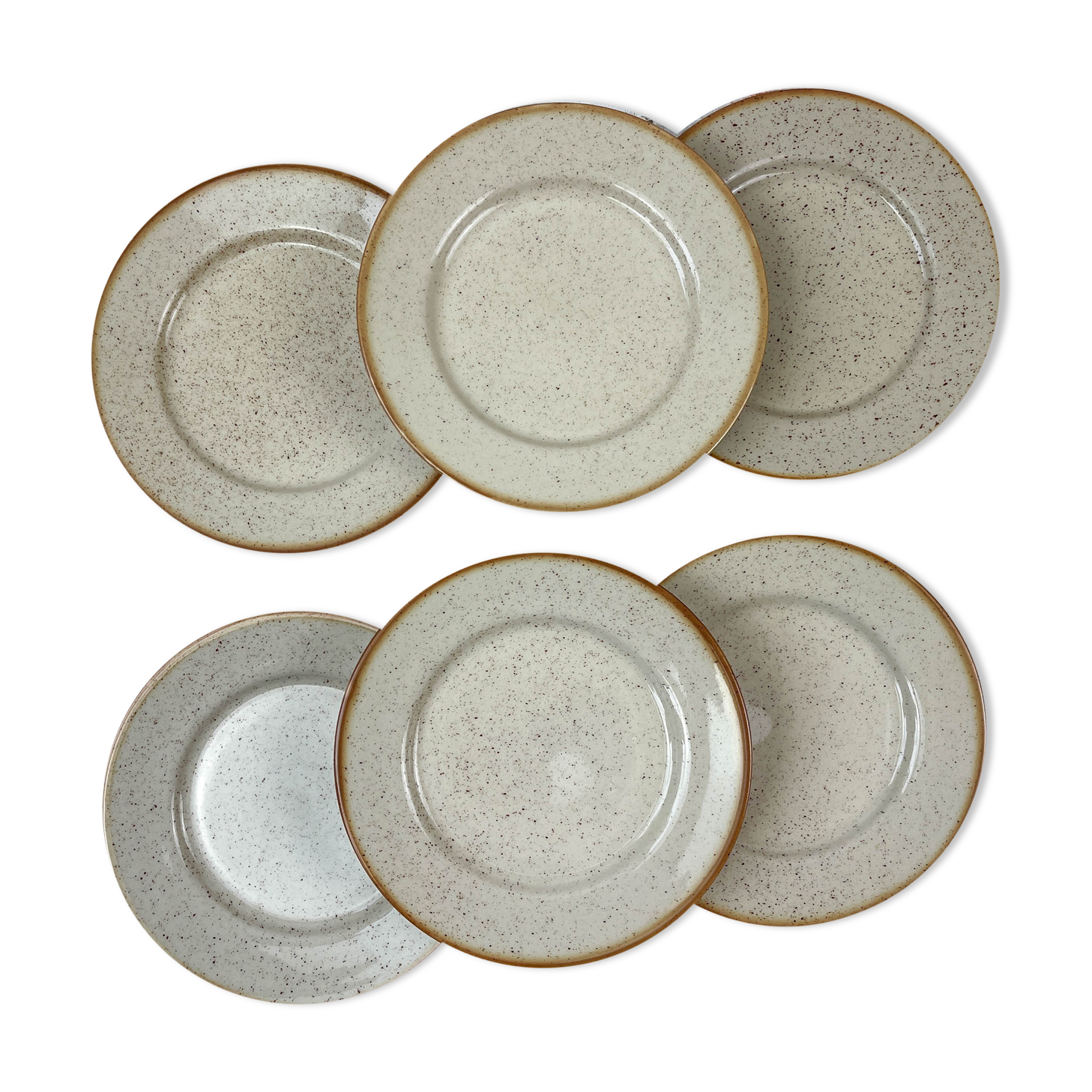 6 Tulowice speckled stoneware plates