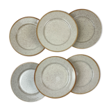 6 assiettes en grès moucheté tulowice