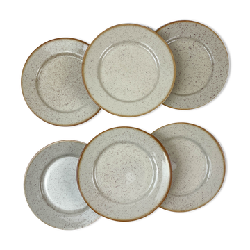 6 assiettes en grès moucheté tulowice