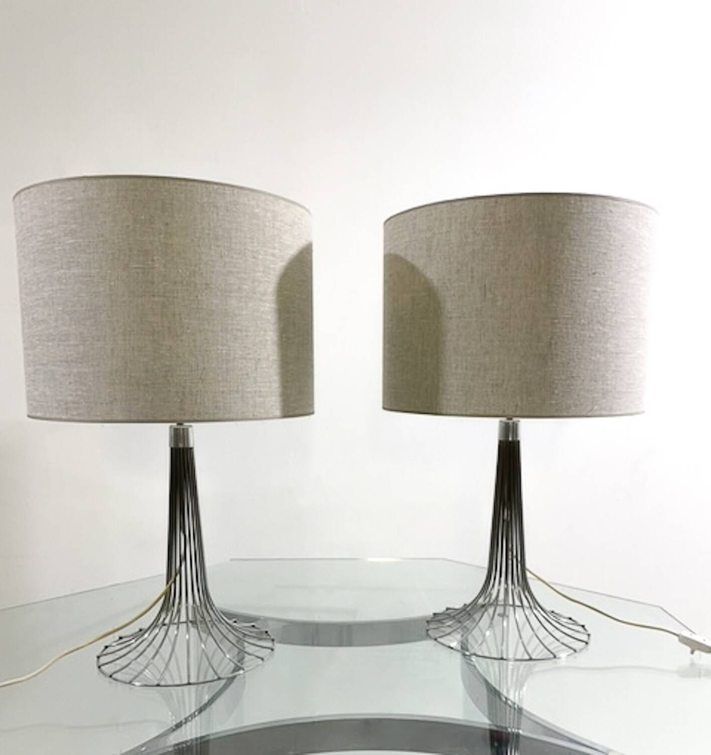Pair of Space Age table lamps in Chrome, 1970s