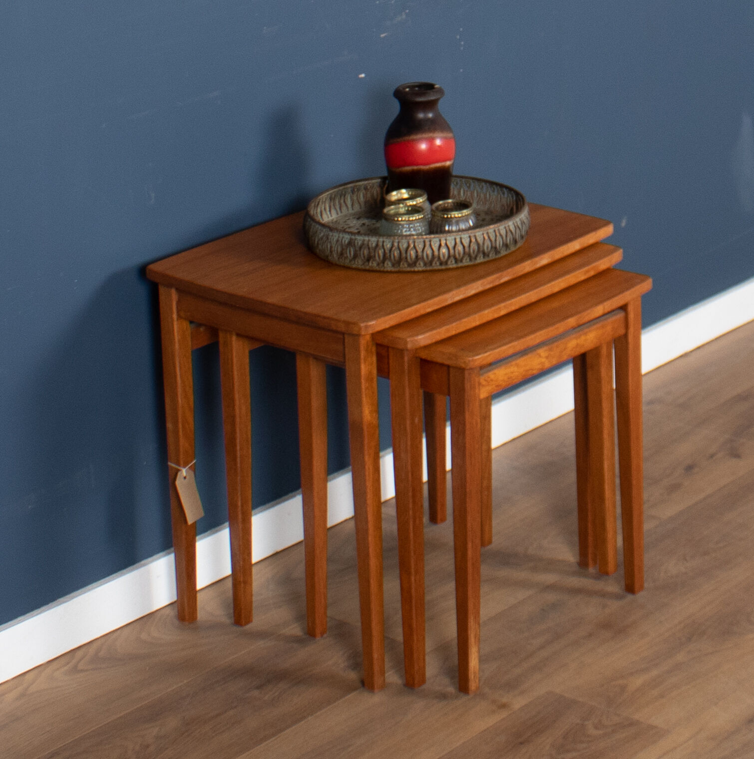Retro teak 1960s mid century nest of 3 side coffee tables