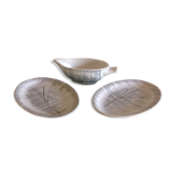 Two raviers and a white and grey cermal sauciere