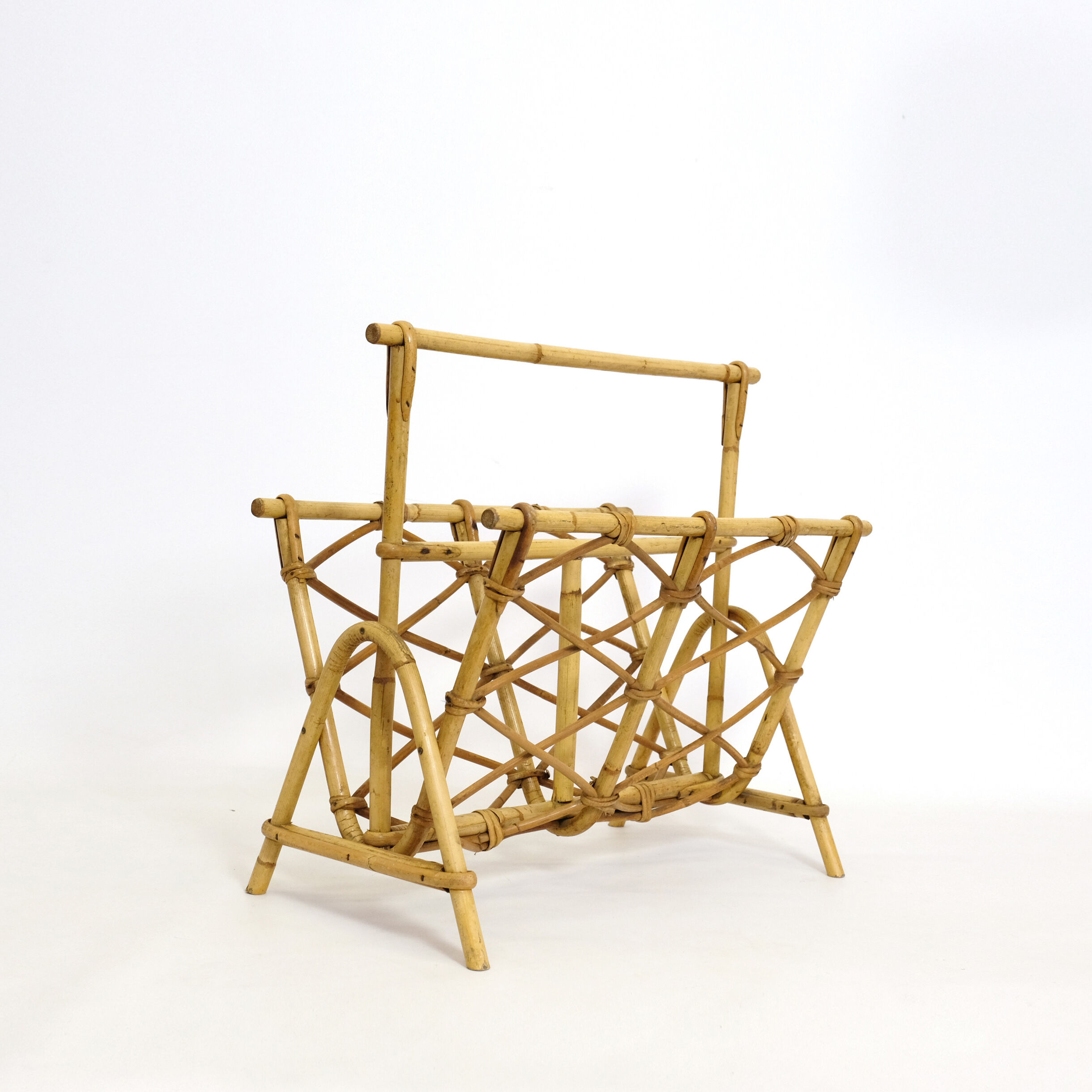 Rattan magazine holder from the 70