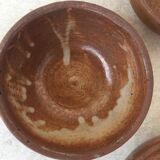 Set of 4 stoneware bowls with square handle