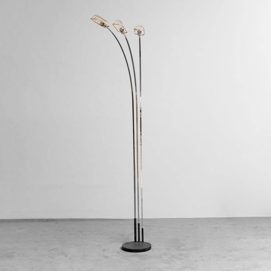 70s vintage modern antique 3-light floor lamp