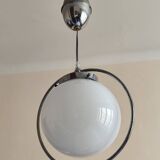 White opaline globe suspension and metal structure