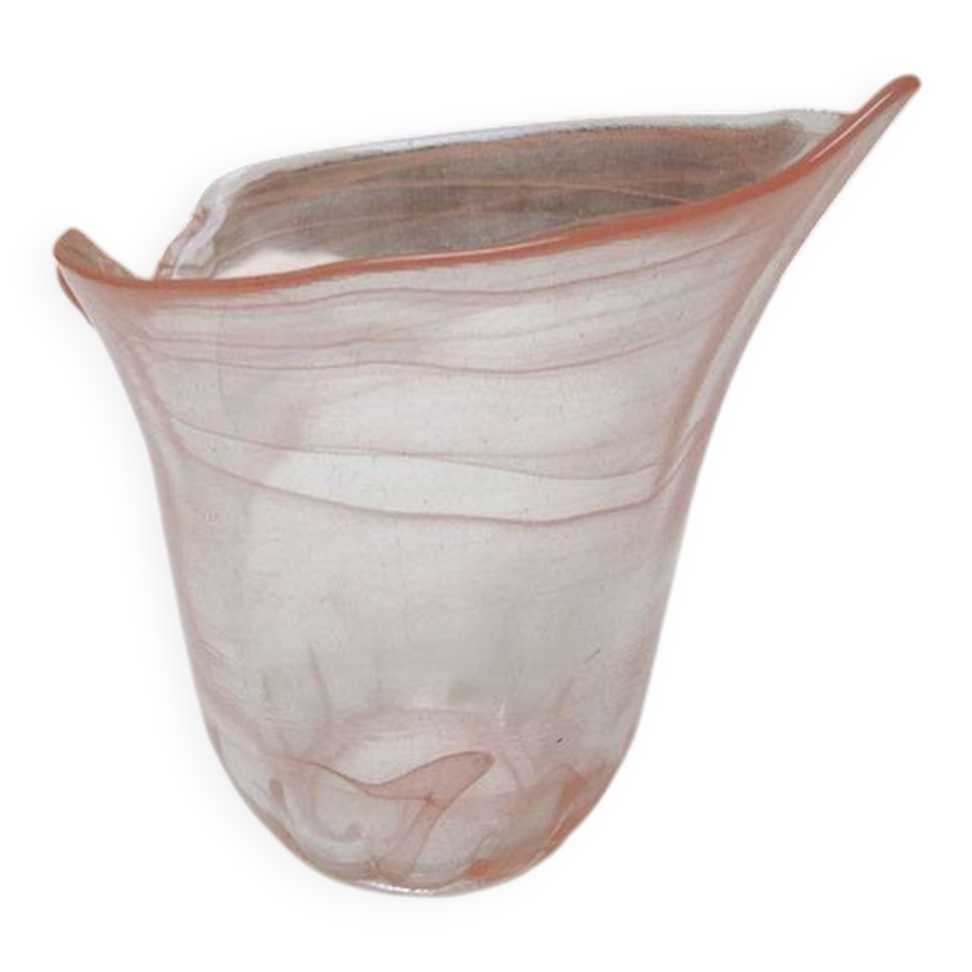 Antique blown glass vase in pink.