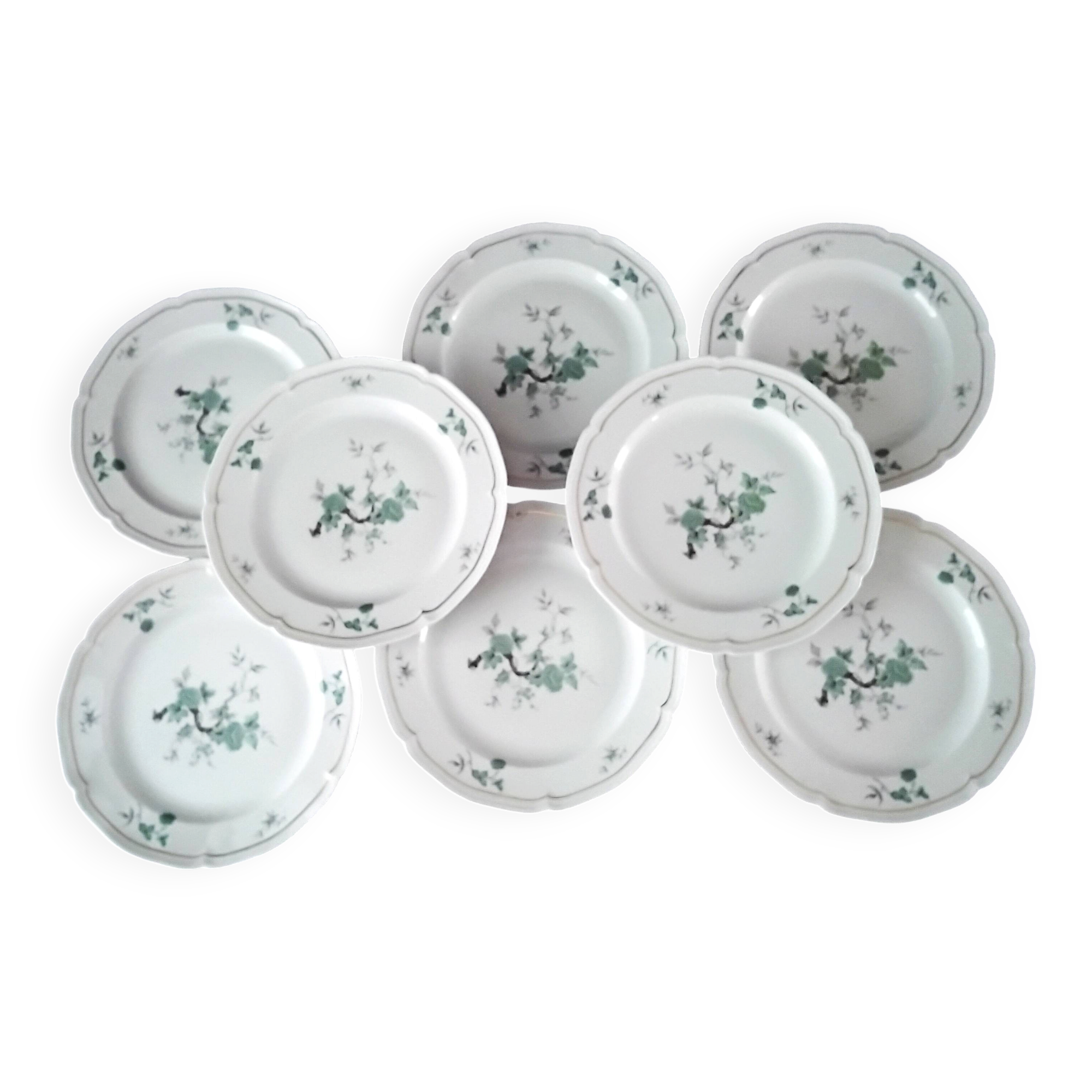8 flat plates in Limoges porcelain by Salmon & Cie