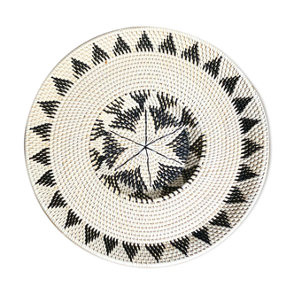 Round ethnic Balinese rattan tray