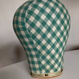 mannequin head milliner's hat gingham canvas 1960