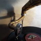 Former gramophone the voice of his master with brass pavilion, , with a disc 78 runs my