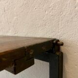 Art Deco German Wabi Sabi Brown Oak Prison Cell Table and Bench, 1930s, Set of 3