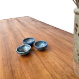 Large modernist farmhouse table in solid beech, thick dowelled top.