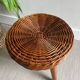 Tabouret tripode bois osier tressé