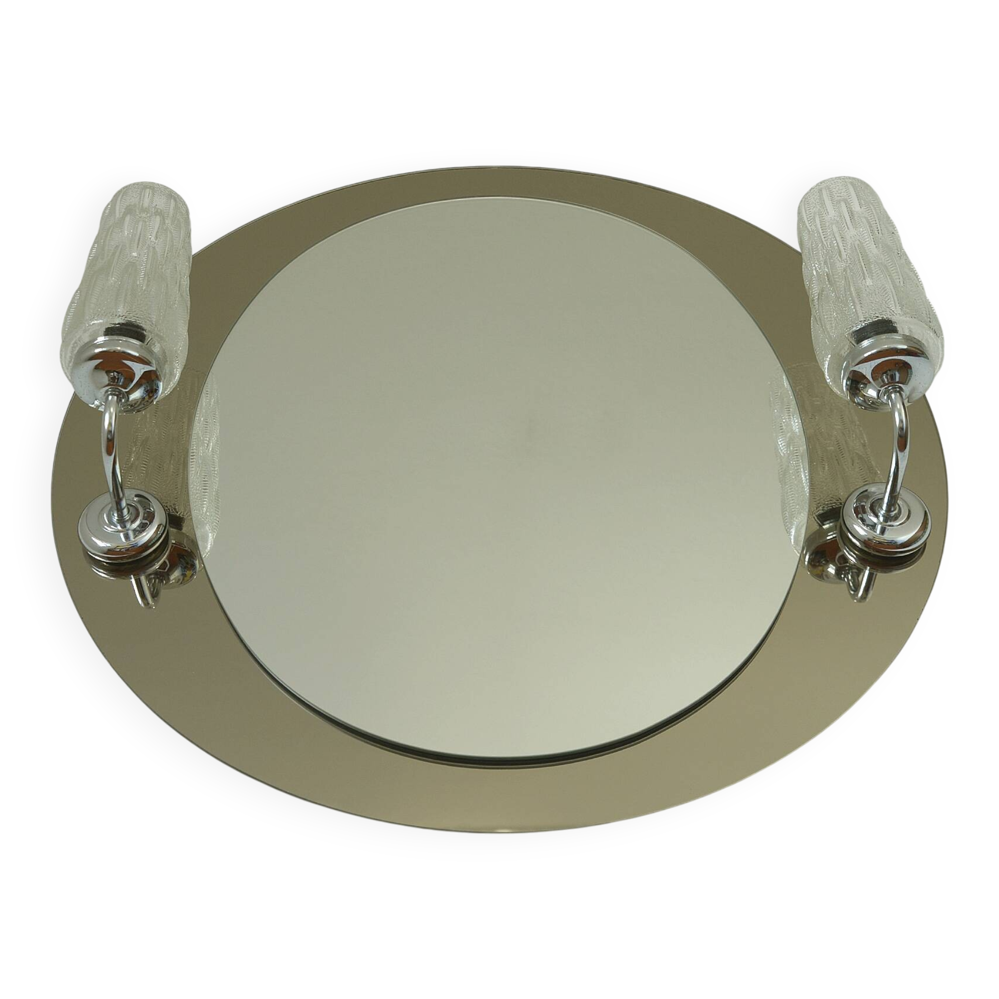 Miroir de courtoisie éclairé, miroir mural de salle de bain vintage d'Allemagne des années 1980