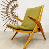 Set of 2 vintage design lounge armchairs ‘scissor legs’
