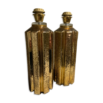 Pair of glass lamps eglomise Sweden circa 1970