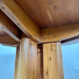 Large solid wood table 140 cm, vintage Scandinavian 70s design