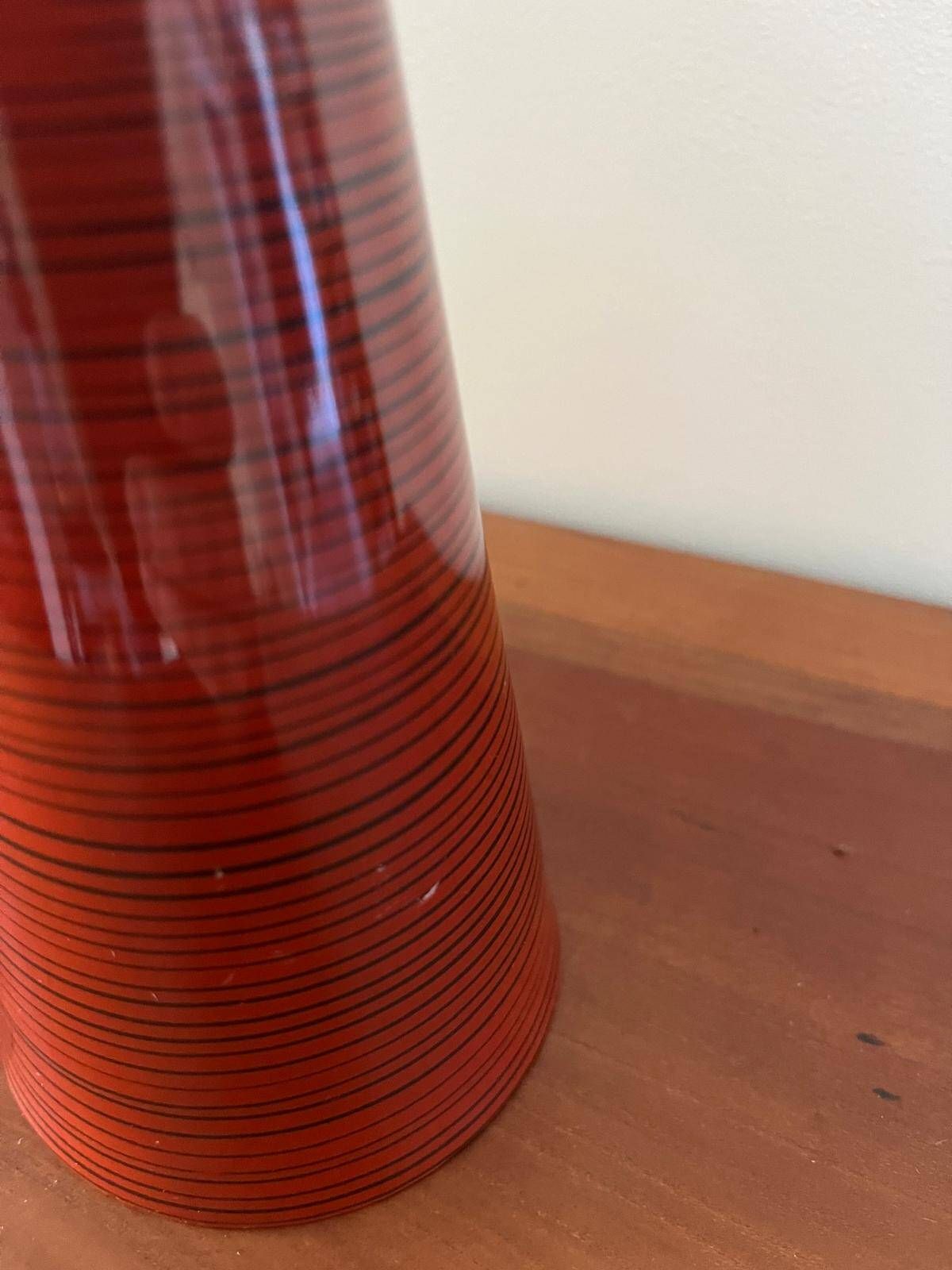 Vintage striped red vase (1950-1970) by the Metzler & Ortloff factory.