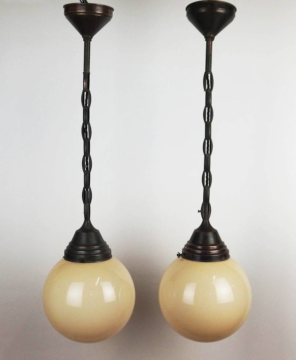 Pair of 1930s pendant lights