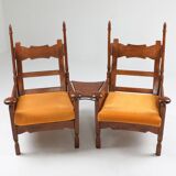 Pair of oak armchairs - 1950s