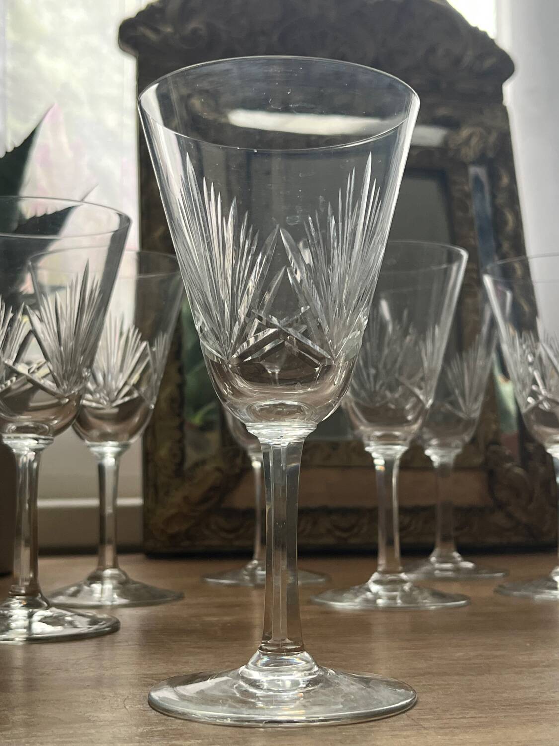 Cut crystal wine glasses