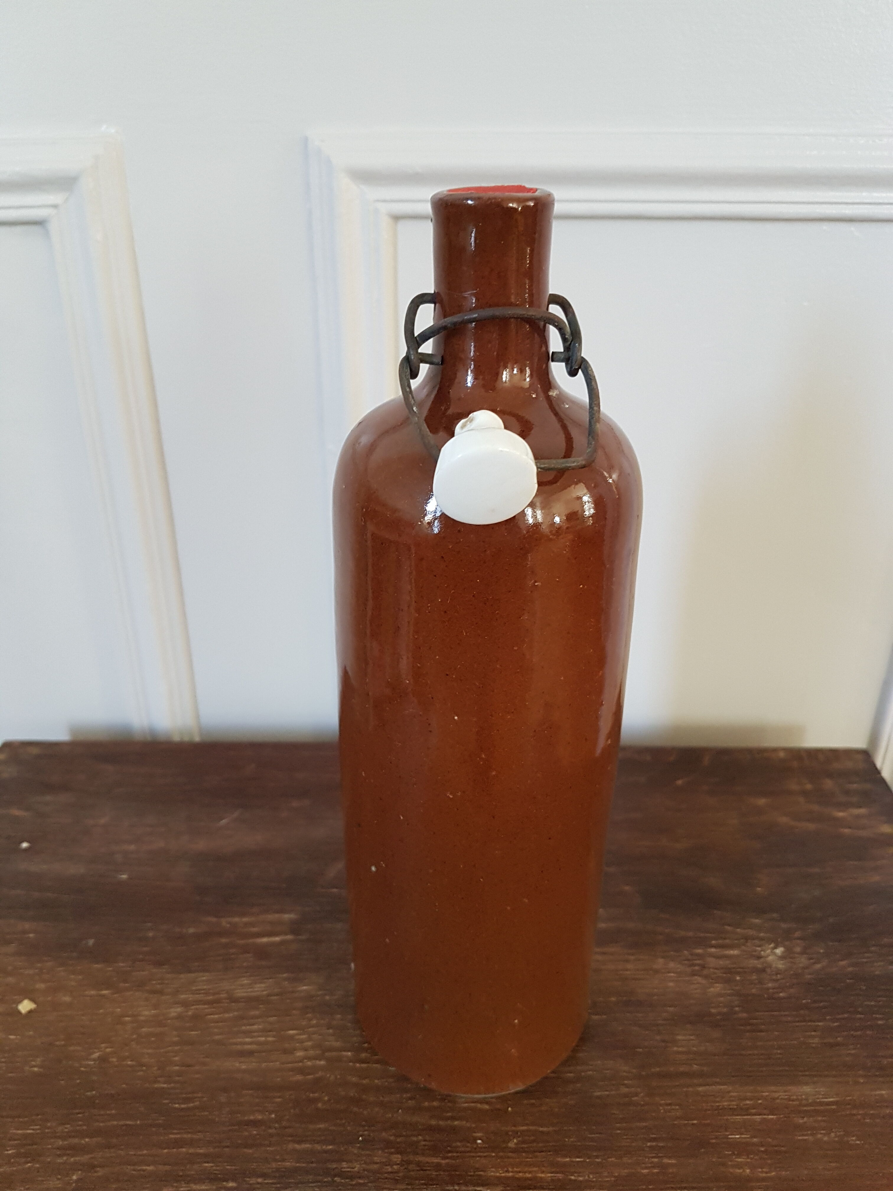 Enamelled stoneware bottle