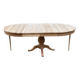 Extendable round dining table with central leg, renovated in raw oak, 210cm