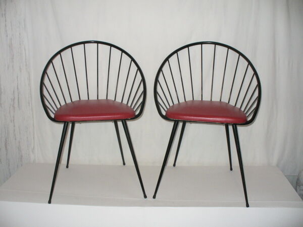 Paire de chaises style tonneau des années 50