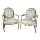 Paire de fauteuils de style Louis XVI
