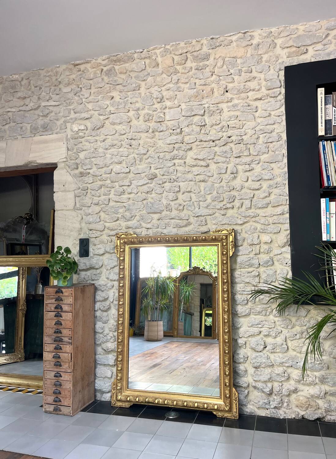 Antique mirror 133cm/96.5cm gilded with gold leaf
