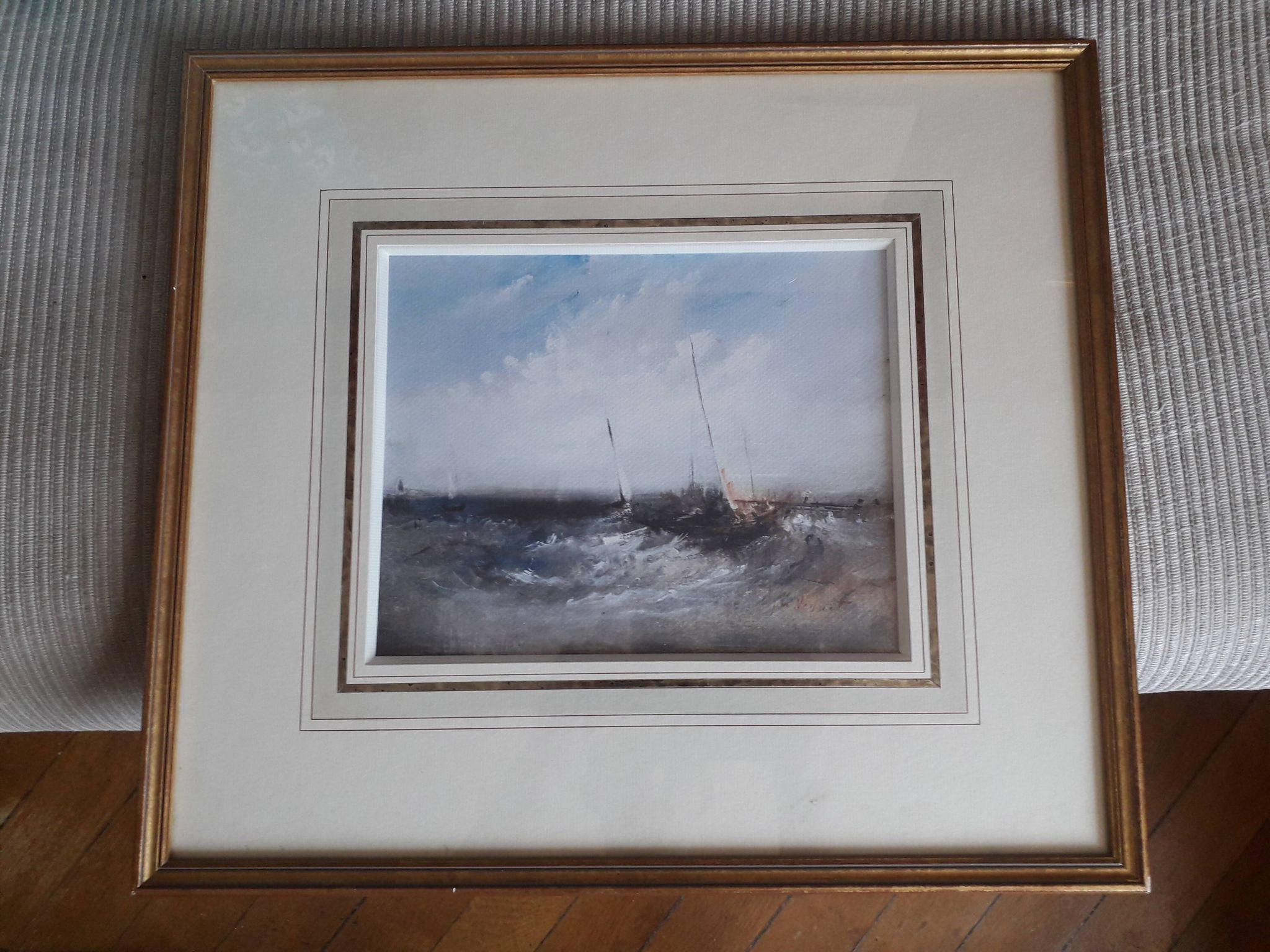 Ancient painting depicting a marine scene.