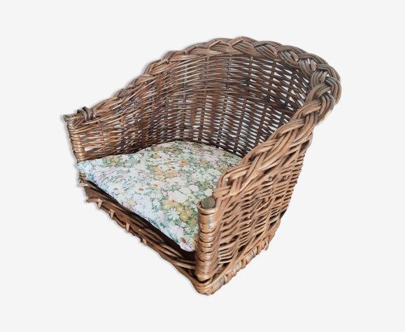 Siège de vélo en rotin, coussin en Liberty , vintage, années 50