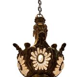 Vintage Bronze & Crystal Beaded Chandelier, 1950s